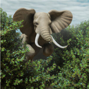 elephant flying through the bushes