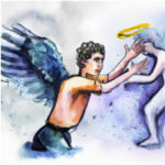 Man Fighting With Angel